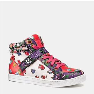 Coach sneakers leather multi color floral size 35